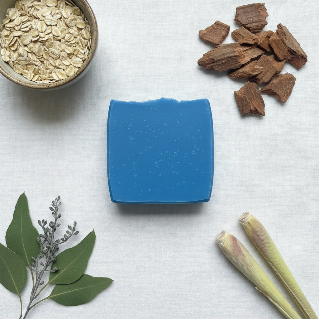 Blue Tallow Soap - Flat Lay No Text