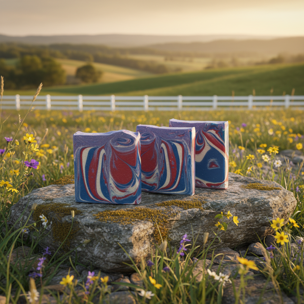 Burst of Liberty soap outdoors in Kentucky countryside