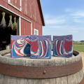 Burst of Liberty soap displayed near Kentucky red barn